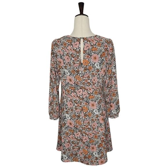 Anthropology HD In Paris Floral Patterned Keyhole 3/4 Sleeve Dress Size SP - Picture 5 of 11